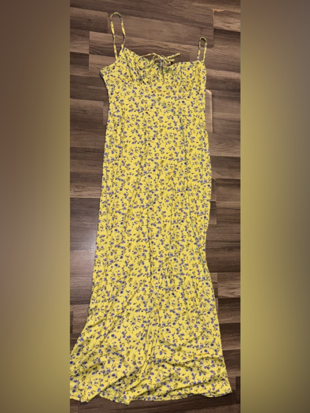 Graduation Floral Yellow Spaghetti-Strap Maxi Skirt